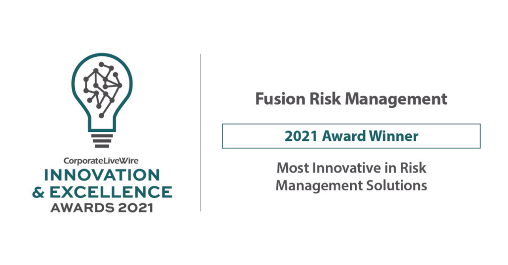 Fusion Risk Management 2021 Award Winner Most Innovative in Risk Management Solutions Image